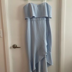 Xscape *NWT* strapless ruffle tulip hem dress, baby blue  SZ: 14